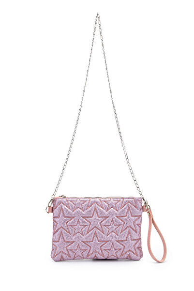 minebag Ραμμένη τσάντα Clutch Star γυναικεία, ασημί ροζ