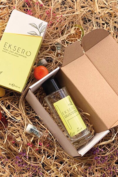 Eksero Özel Kraft Kutulu Yeşil Çay Kolonyası 250 ml 80° Cam Şişe