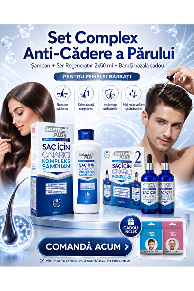 Softto Plus Set Complex Anti-Cădere a Părului – Pentru Femei și Bărbați