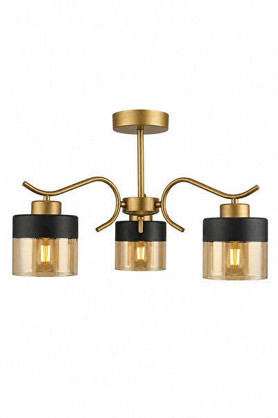 ESSLİGHT Alaska 3’lü Eskitme Bal Camlı Modern Salon Mutfak Yatak Odası Avize