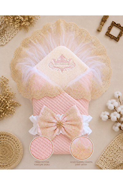 Tomuycuk Knitwear Knitted Baby Swaddle - Cotton & Lace Newborn Baby Blanket P...