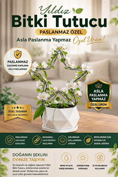 VENON 4 Adet METAL YILDIZ ★ 30 x 25 Bitki Kazık Gövde Destek Sabitleme Dikey ...