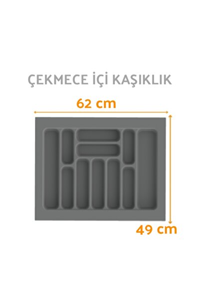 KAİZEN مغرفة أدوات مائدة ذات درج باللون الرمادي مقاس 62 × 49 سم (قابلة للتكيف...