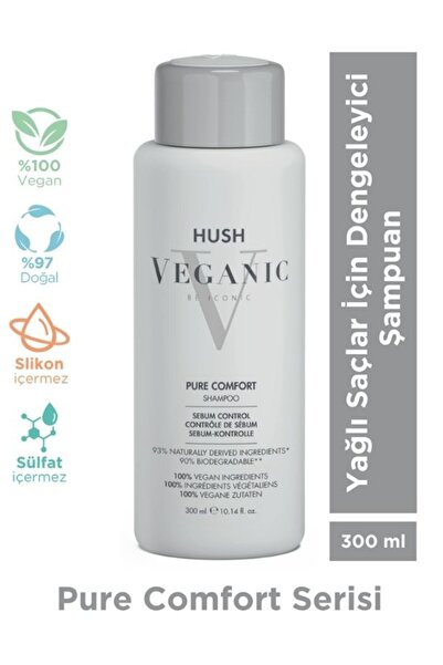 HUSH Veganic Pure Comfort Balancing Shampoo for Oily Hair 300 ml