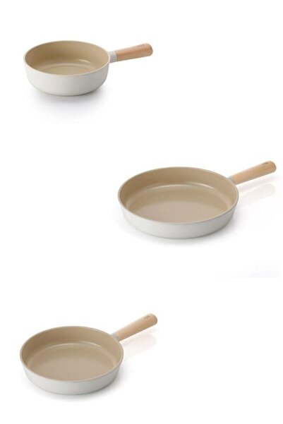 NEOFLAM Fika Alüminyum Döküm Bej 26cm Wok Tava & 28cm Döküm Tava Seti