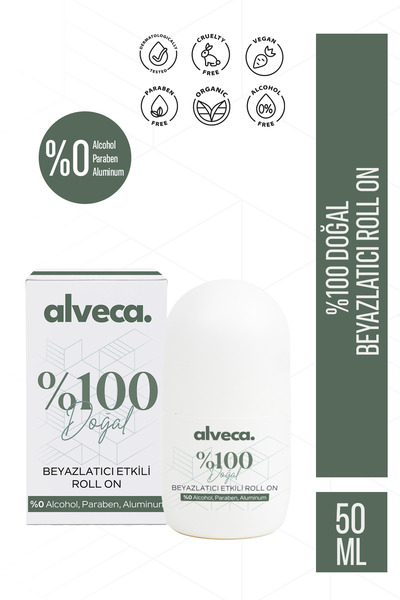 Alveca Beyazlatıcı Etkili Ter Kokusu Önleyici %100 Doğal Roll On