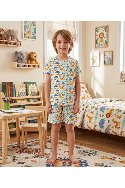Fil Kids Dečaci 100% pamuk Safari Slon Žirafa Lav Ptica Print Kratki Rukavi s...