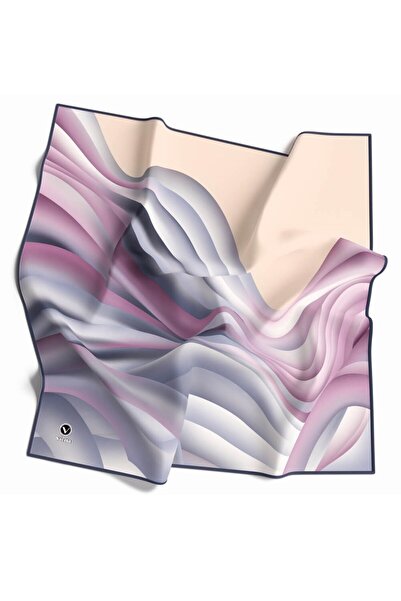 VİOLLA Kristal Geometrik Desenli İndigo Renkli 90x90 Eşarp (İpek İçermez) Ken...