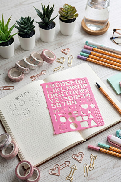 Karmelom Studio Spiral Defter Uyumlu Alfabe ve Şekiller Şablon Cetvel