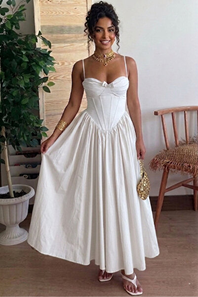 Safgiyim44 Strappy Princess Model Dress - White