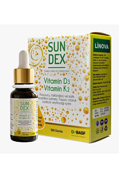 Sun Dex Family Health Since 2021 Vitamin D3 K2 20 Ml 500 Damla