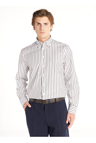 Ted Baker KAHVERENGİ GİZLİ DÜĞME YAKA COMFORT FİT GÖMLEK