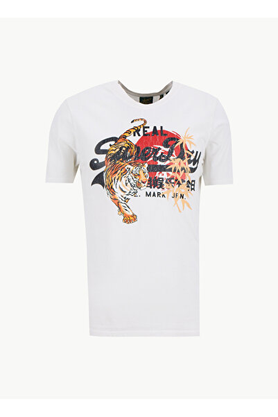 SUPERDRY Beyaz Bisiklet Yaka Erkek Regular Fit Baskılı T-Shirt VL TOKYO RELAX...
