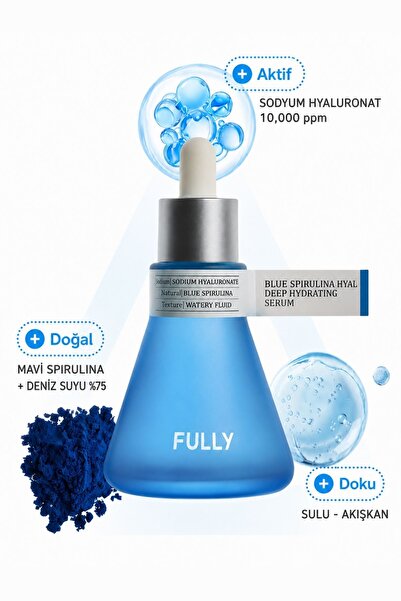 FULLY Blue Spirulina Hyal Deep Hydrating Serum - Mavi Spirulina ve Hyaluronik Asit Nem Serumu