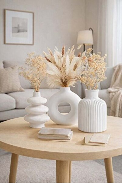 Teknoartshop İskandinav Tarzı Bohem 3'lü Vazo Hediyelik 3D Baskı 15cm.