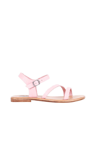 Bueno Shoes Sandale plate pentru femei din piele pudrată 01ws6908