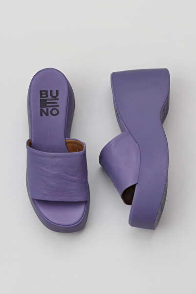 Bueno Shoes Lila Deri Kadın Dolgu Topuklu Terlik 01wy9000