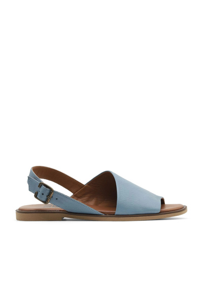 Bueno Shoes صندل مسطح نسائي من الجلد باللون الأزرق 01wa5700