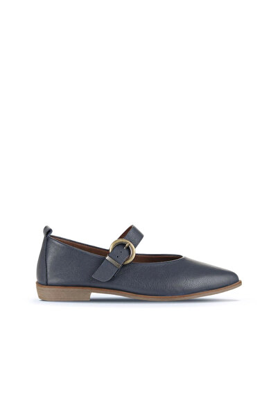 Bueno Shoes حذاء باليرينا مسطح للنساء من الجلد باللون الأزرق الداكن 01wd3711