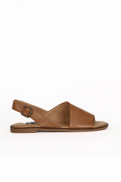 Bueno Shoes Γυναικεία φλατ σανδάλια από δέρμα κανέλας 01wa5700