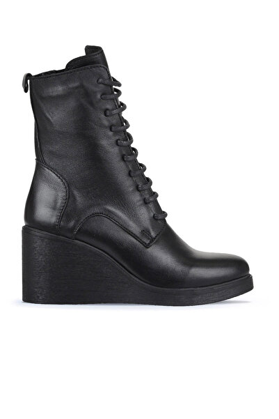 Bueno Shoes Cizme de damă din piele neagră cu toc pană 01wz8303