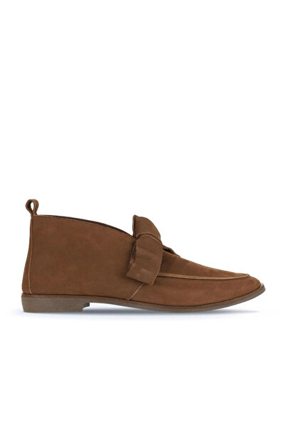 Bueno Shoes Καφέ ανοιχτόχρωμες γυναικείες φλατ μπότες Nubuck 01wd3502