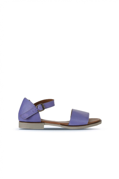 Bueno Shoes Sandale plate de damă din piele liliac 01wy2502