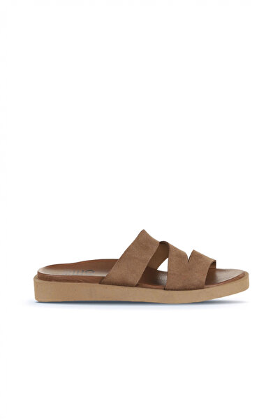 Bueno Shoes Taba Alf Süet Kadın Düz Terlik 01wa5406