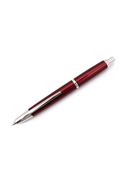 Pilot Stilou Decimo Rhodium fără capac, vârf mediu, roșu