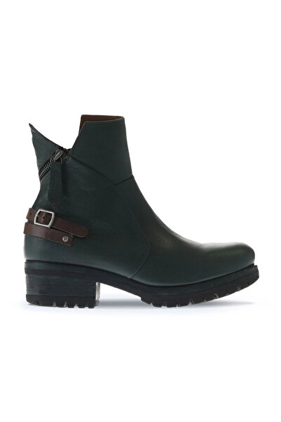Bueno Shoes Cizme cu toc pentru femei din piele maro kaki 01wv0901