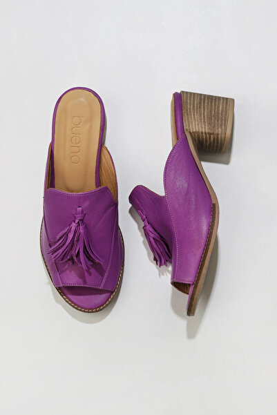 Bueno Shoes Papuci de damă din piele liliac cu toc 01wu10800