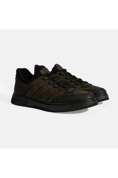 Desa Men's Black Lace-Up Nubuck Leather Casual Shoes