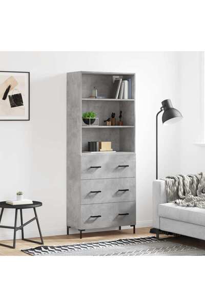 Concept Dulap înalt, gri beton, 69,5x34x180, lemn compozit