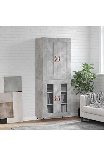 Concept Dulap înalt, gri beton, 69,5x34x180, lemn compozit