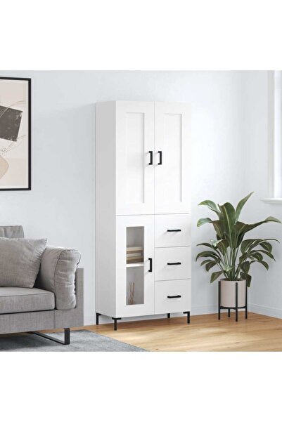 Concept Dulap înalt, alb, 69,5x34x180 cm, lemn compozit