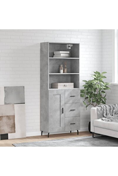 Concept Dulap înalt, gri beton, 69,5x34x180, lemn compozit