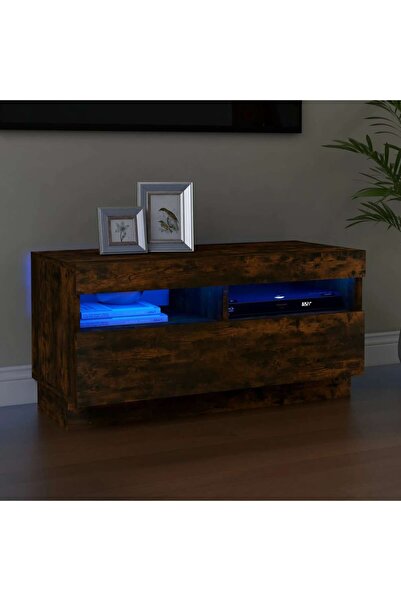 Concept Comodă TV cu lumini LED, stejar fumuriu, 80x35x40 cm