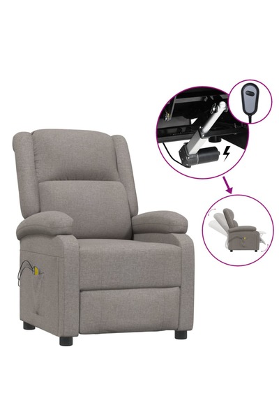 Concept Fotoliu de masaj rabatabil electric, gri taupe, material textil
