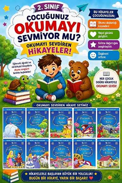 Üçgen Yayıncılık 1. Ve 2. Sınıf Hikaye Kitabı Seti Resimli Dünya Klasikleri 1...
