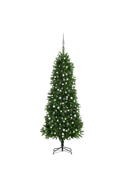 Concept Set brad de Crăciun artificial cu LED-uri/globuri verde 240 cm