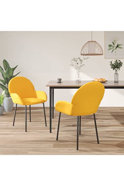Concept Scaune de bucătărie pivotante, 2 buc., galben, catifea