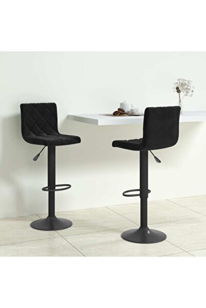 Concept Scaune de bar, 2 buc., negru, catifea