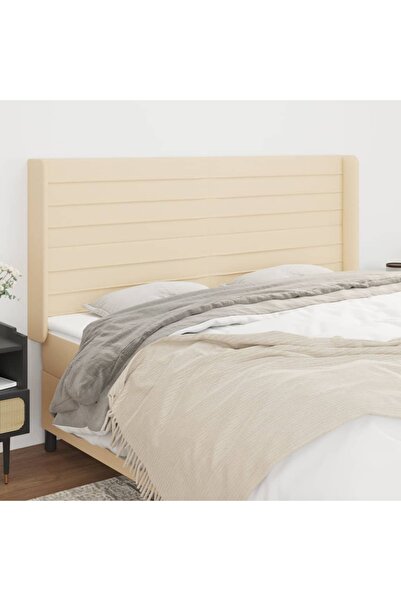 Concept Tăblie de pat cu aripioare, crem, 203x16x118/128 cm, textil