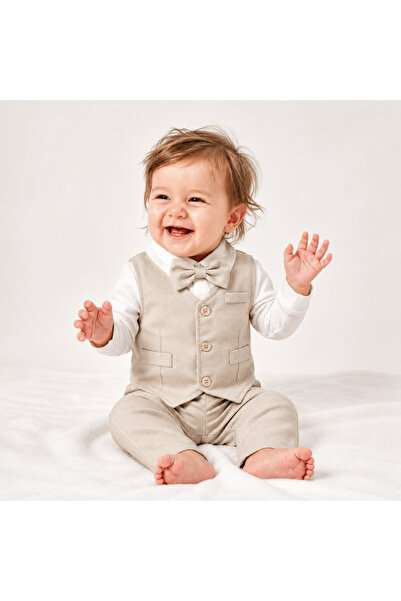 Kidohug Costum elegant pentru băieți, Little Vanilla, bej