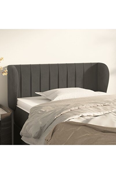Concept Tăblie de pat cu aripioare gri închis 83x23x78/88 cm catifea