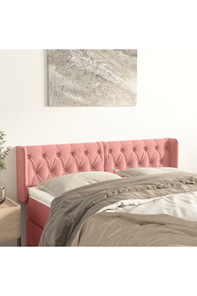 Concept Tăblie de pat cu aripioare roz 163x16x78/88 cm catifea