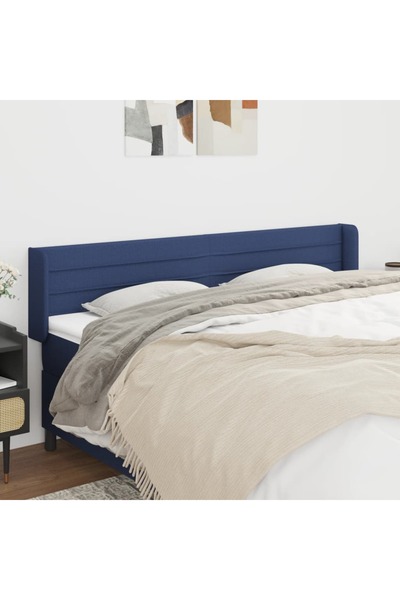 Concept Tăblie de pat cu aripioare, albastru, 183x16x78/88 cm textil