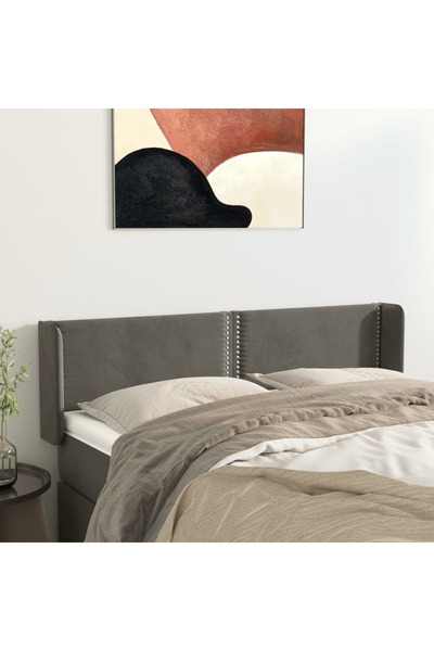 Concept Tăblie de pat cu aripioare gri închis 147x16x78/88 cm catifea