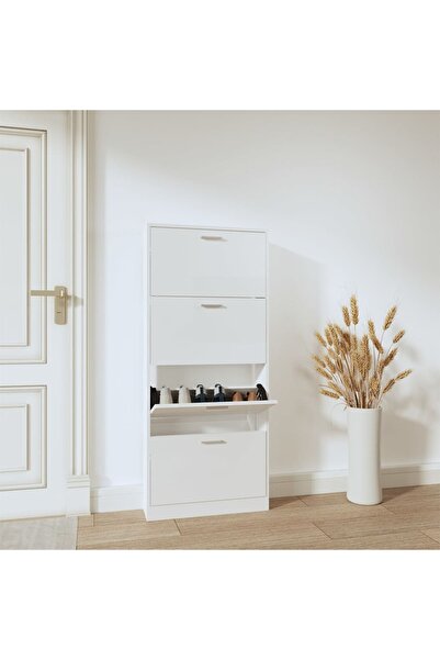 Concept Pantofar, alb extralucios, 59x17x150 cm, lemn compozit