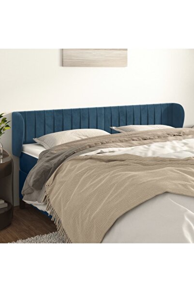 Concept Tăblie pat cu aripioare albastru închis 203x23x78/88 cm catifea